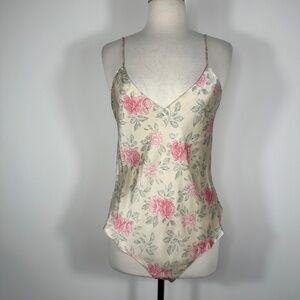 Vintage Today Tonight 100% Silk Ivory Bodysuit Sexy Satin Sissy Women's Large